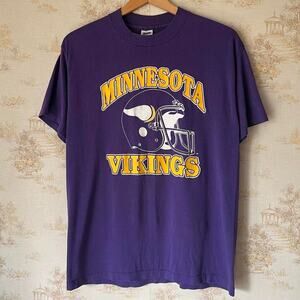 Vintage 80s Minnesota Vikings T-Shirt | Trench Single Stitch | XL (Fits M/L)